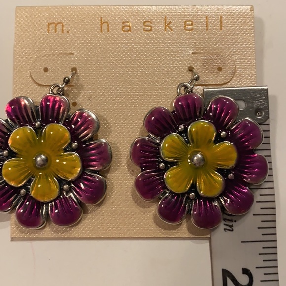 M Haskell Dangle Floral Flower Earrings Pierced Ears New - Picture 7 of 8